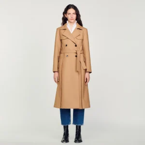 Abrigos<Sandro Paris Abrigo Largo Estilo Gabardina