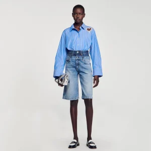 Faldas & Shorts<Sandro Paris Bermudas Vaqueras Con Cintura Doble