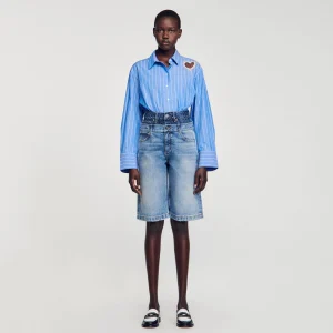 Faldas & Shorts<Sandro Paris Bermudas Vaqueras Con Cintura Doble