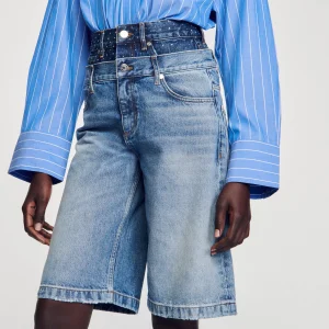 Faldas & Shorts<Sandro Paris Bermudas Vaqueras Con Cintura Doble