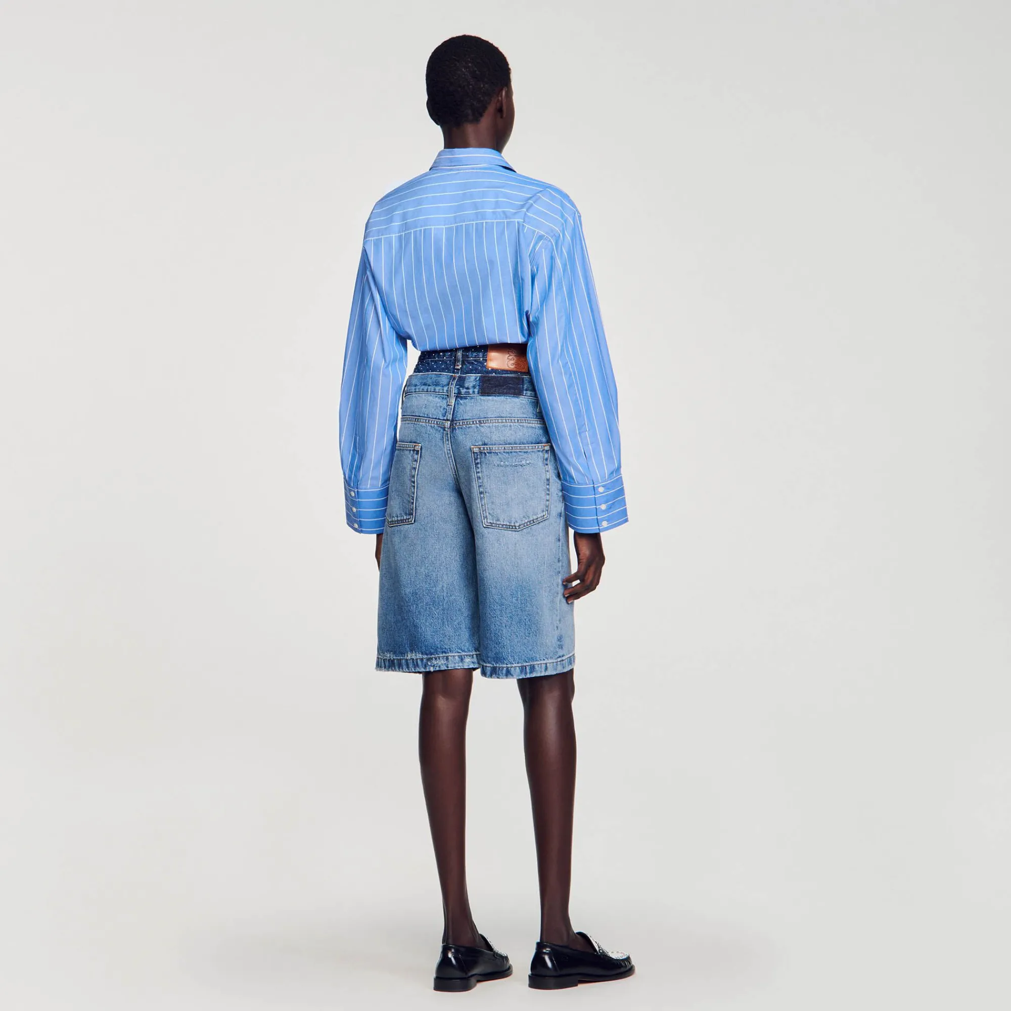 bermudas_vaqueras_con_cintura_doble_4.webp Faldas & Shorts<Sandro Paris Bermudas Vaqueras Con Cintura Doble
