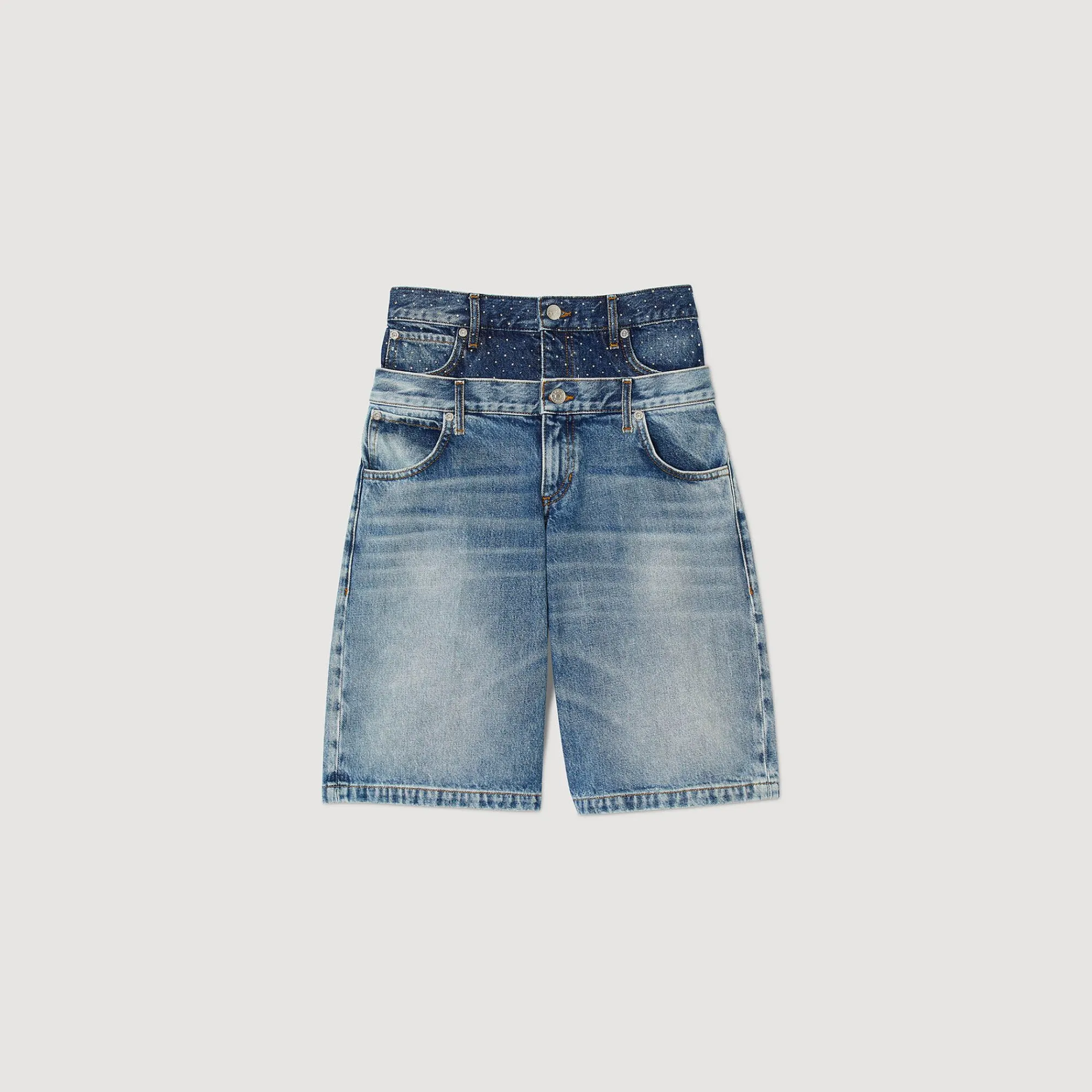 bermudas_vaqueras_con_cintura_doble_5.webp Faldas & Shorts<Sandro Paris Bermudas Vaqueras Con Cintura Doble
