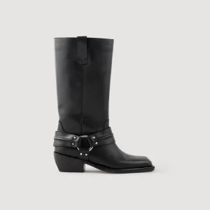 Botines<Sandro Paris Botas Biker De Cuero
