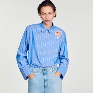 Tops & Camisas<Sandro Paris Camisa A Rayas Y Corazon De Brillantes
