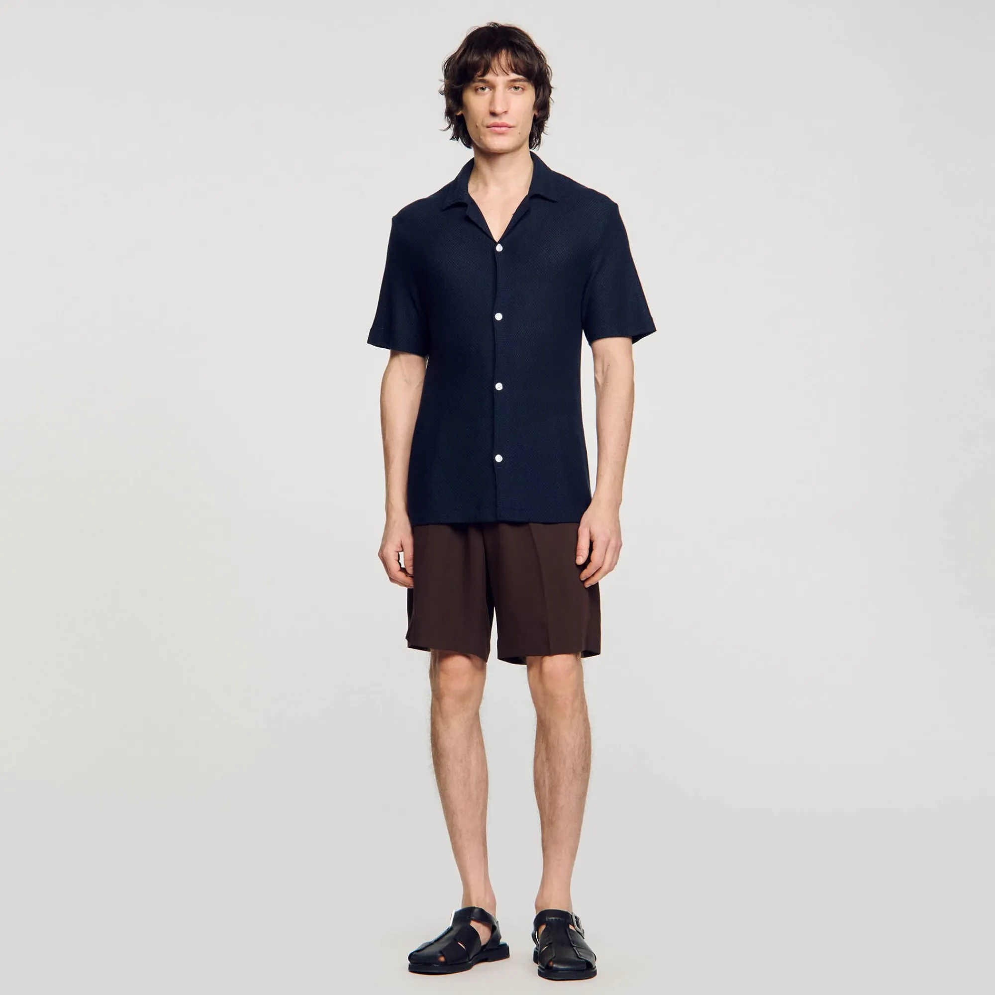 camisa_con_cuello_italiano_1-2.webp Camisas<Sandro Paris Camisa Con Cuello Italiano