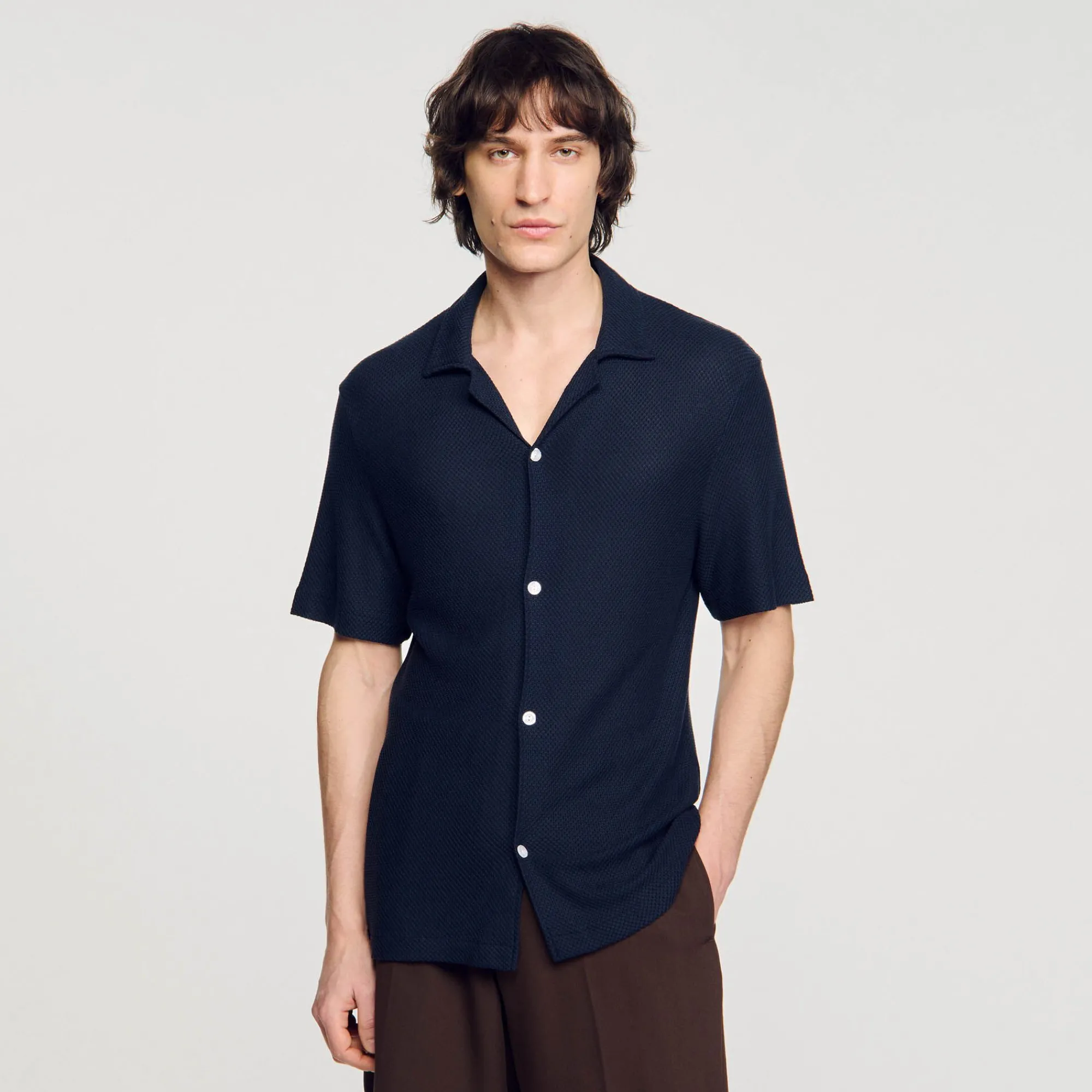 camisa_con_cuello_italiano_3-2.webp Camisas<Sandro Paris Camisa Con Cuello Italiano