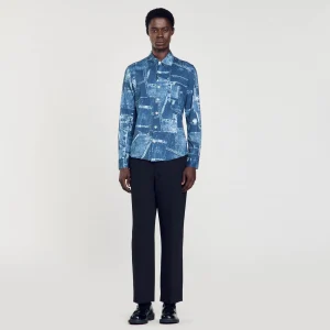 Camisas<Sandro Paris Camisa De Algodon Estampada Patchwork