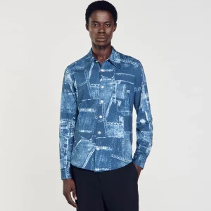 Camisas<Sandro Paris Camisa De Algodon Estampada Patchwork