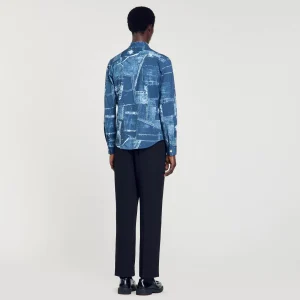 Camisas<Sandro Paris Camisa De Algodon Estampada Patchwork