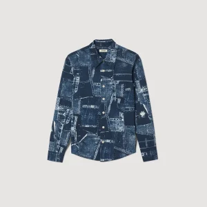 Camisas<Sandro Paris Camisa De Algodon Estampada Patchwork