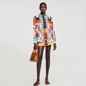 Tops & Camisas<Sandro Paris Camisa De Seda Estampada