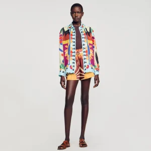 Tops & Camisas<Sandro Paris Camisa De Seda Estampada