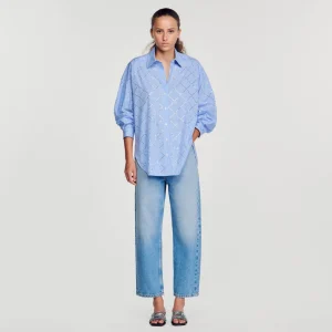 Tops & Camisas<Sandro Paris Camisa Oversize Con Estras