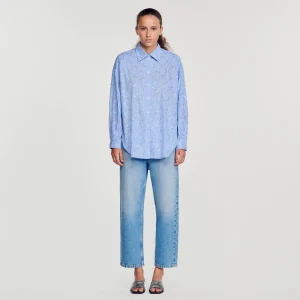 Tops & Camisas<Sandro Paris Camisa Oversize Con Estras