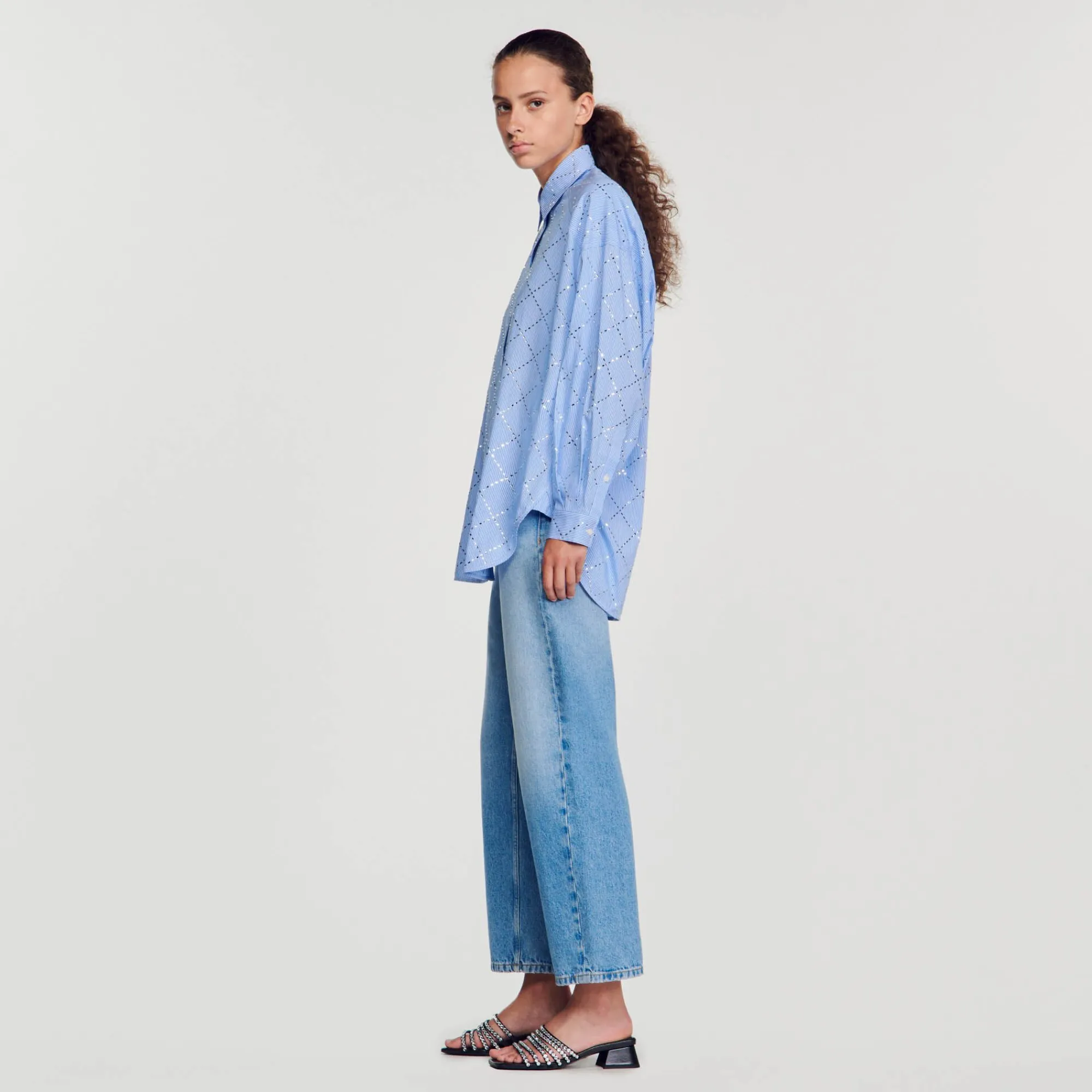 camisa_oversize_con_estras_5.webp Tops & Camisas<Sandro Paris Camisa Oversize Con Estras