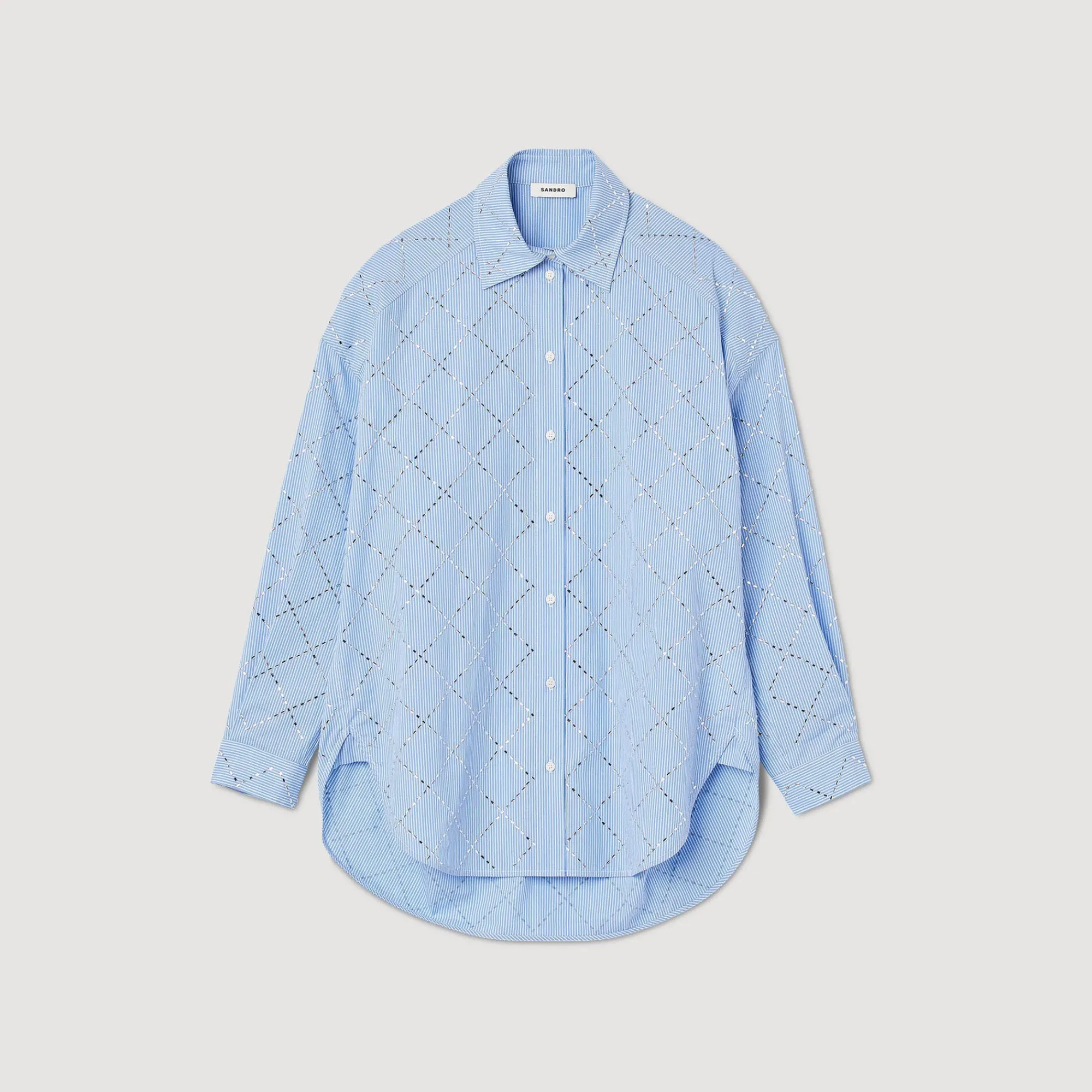 camisa_oversize_con_estras_6.webp Tops & Camisas<Sandro Paris Camisa Oversize Con Estras