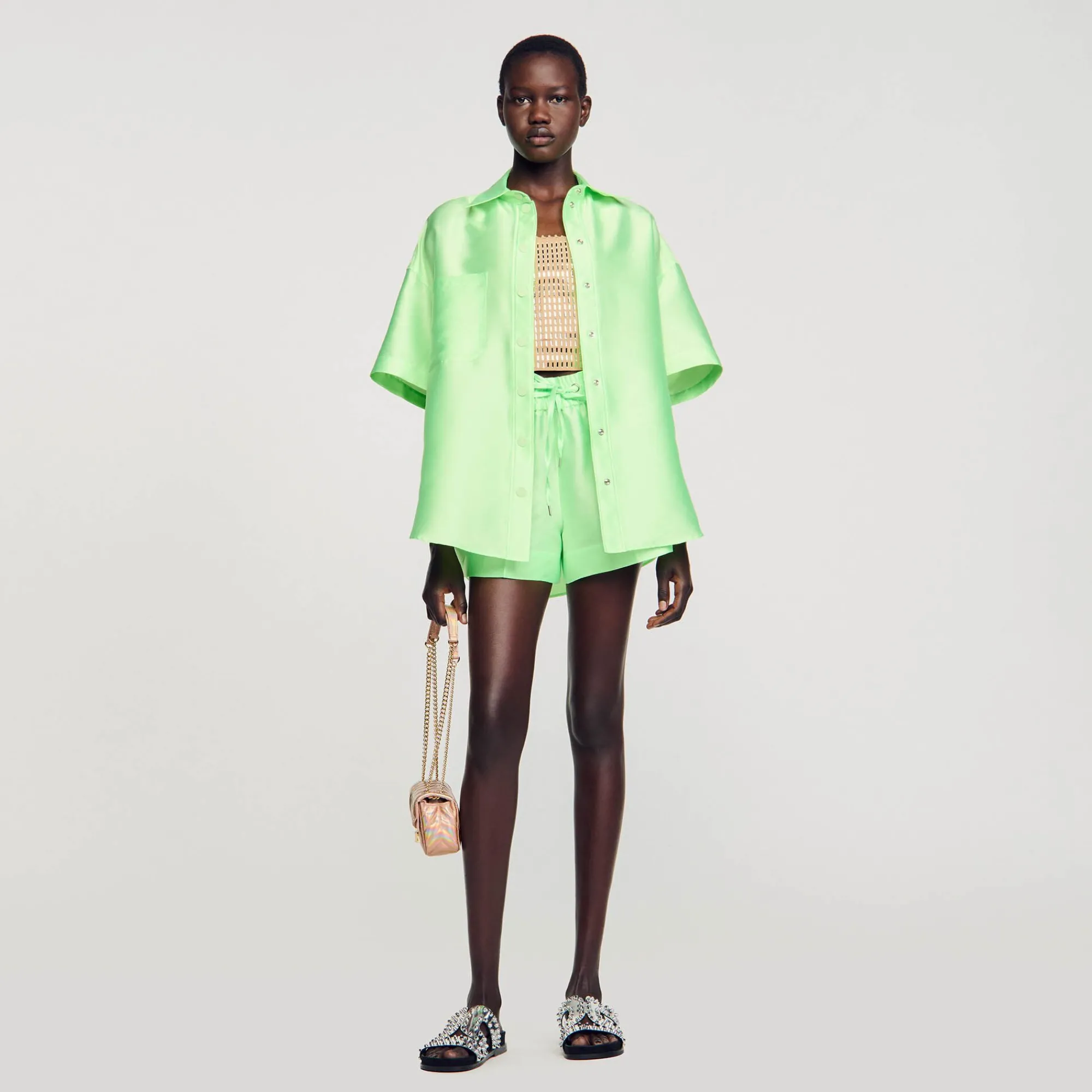 camisa_oversize_satinada_0.webp Conjuntos<Sandro Paris Camisa Oversize Satinada