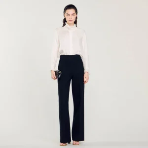 Tops & Camisas<Sandro Paris Camisa Seda Con Cuello Fruncido
