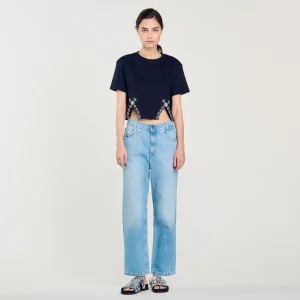 Camisetas<Sandro Paris Camiseta Corta Con Detalle De Strass
