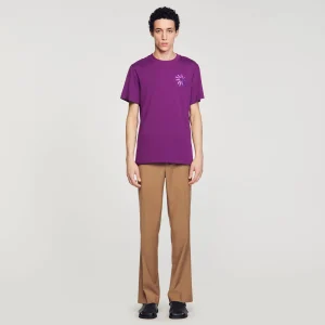 Camisetas & Polos<Sandro Paris Camiseta De Algodon Con Flor