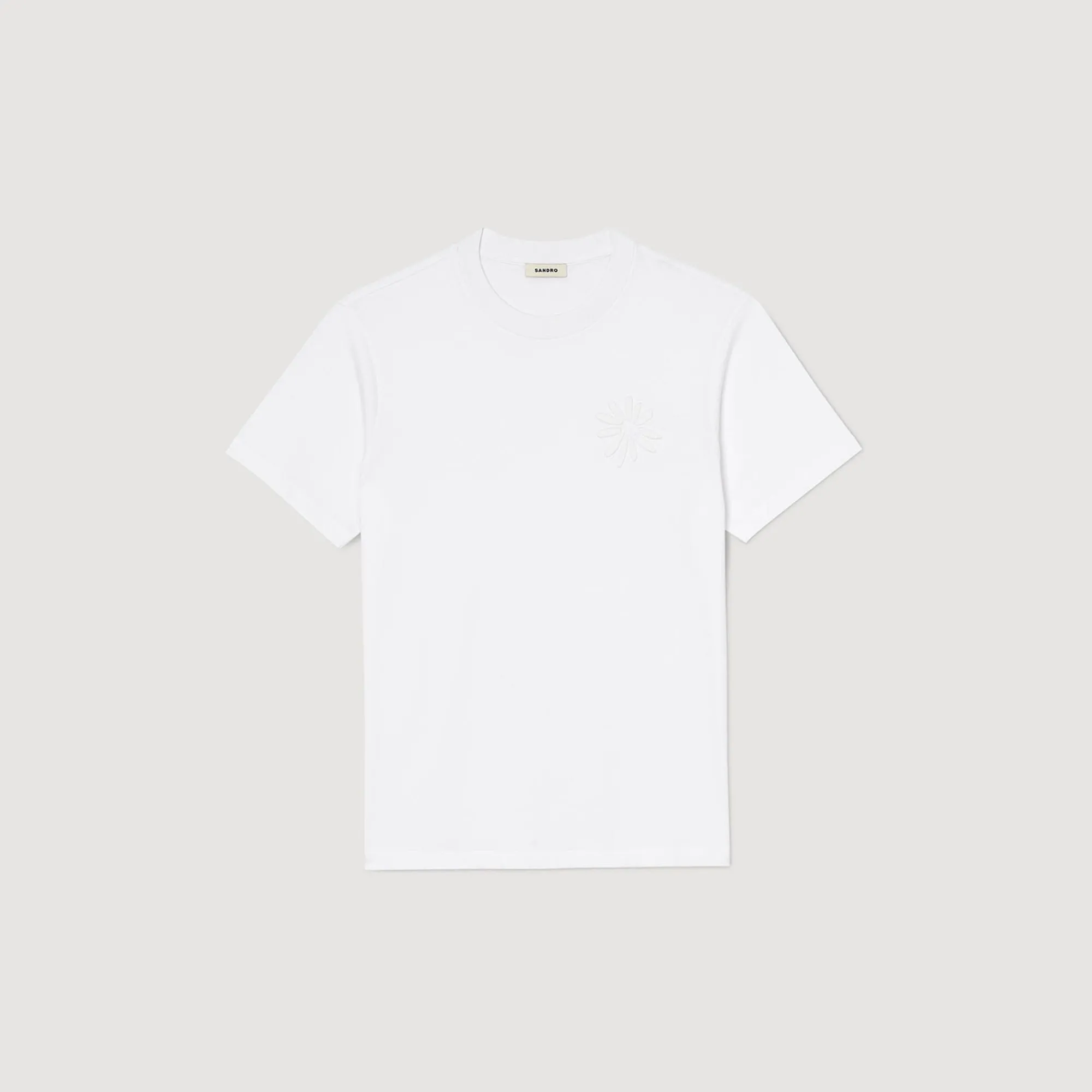 camiseta_de_algodon_con_flor_4.webp Camisetas & Polos<Sandro Paris Camiseta De Algodon Con Flor