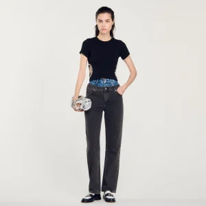 Camisetas<Sandro Paris Camiseta Decorada Con Brillantes