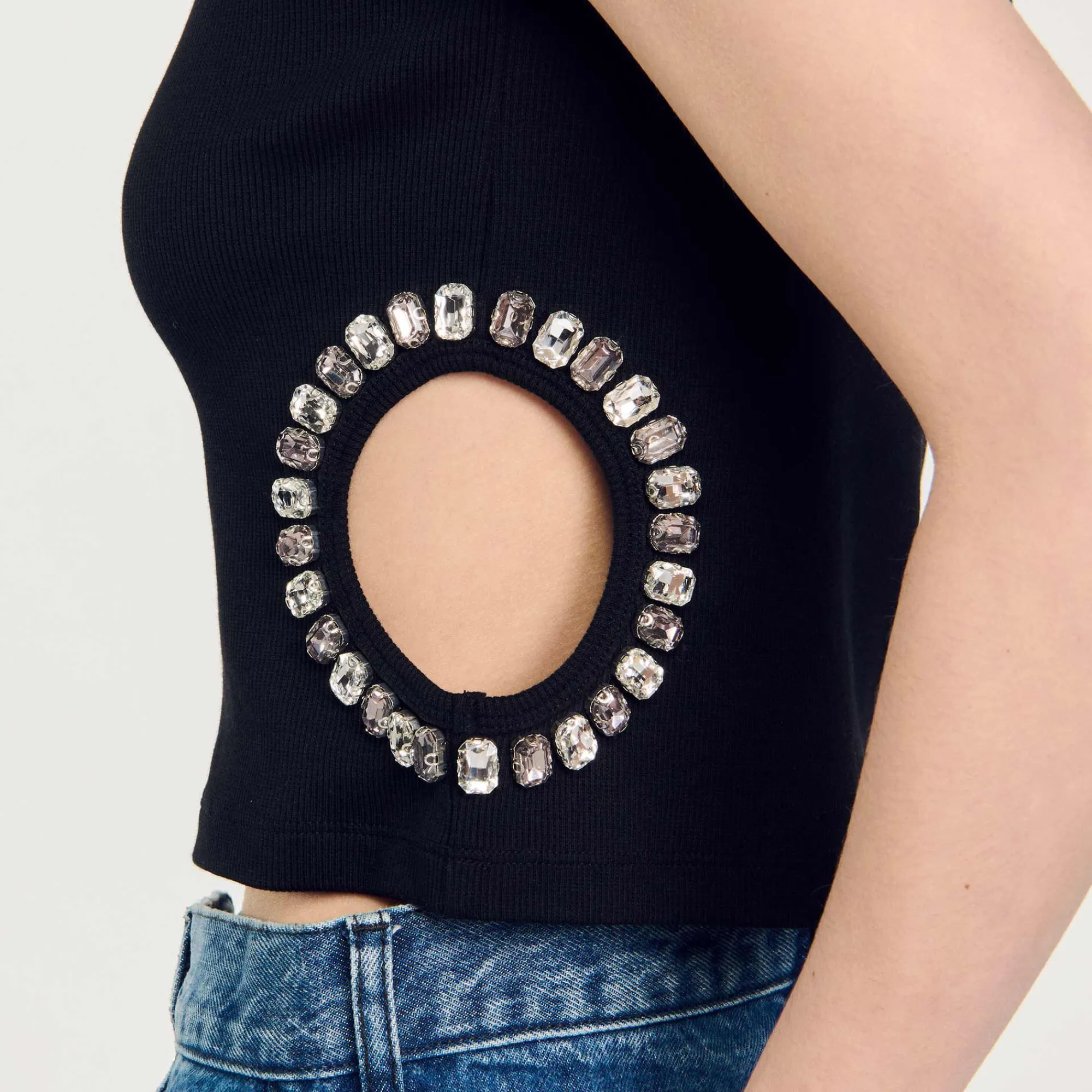 camiseta_decorada_con_brillantes_2.webp Camisetas<Sandro Paris Camiseta Decorada Con Brillantes