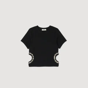 Camisetas<Sandro Paris Camiseta Decorada Con Brillantes