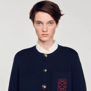 Jerseys & Cárdigans<Sandro Paris Cardicoat Con Cuello De Volantes