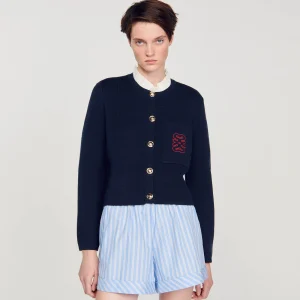 Jerseys & Cárdigans<Sandro Paris Cardicoat Con Cuello De Volantes