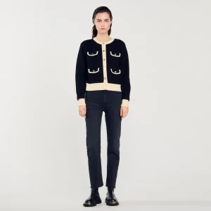 Jerseys & Cárdigans<Sandro Paris Cardigan Bicolor Con Botones