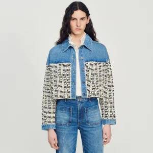Jerseys & Cárdigans<Sandro Paris Cardigan Corto De Denim