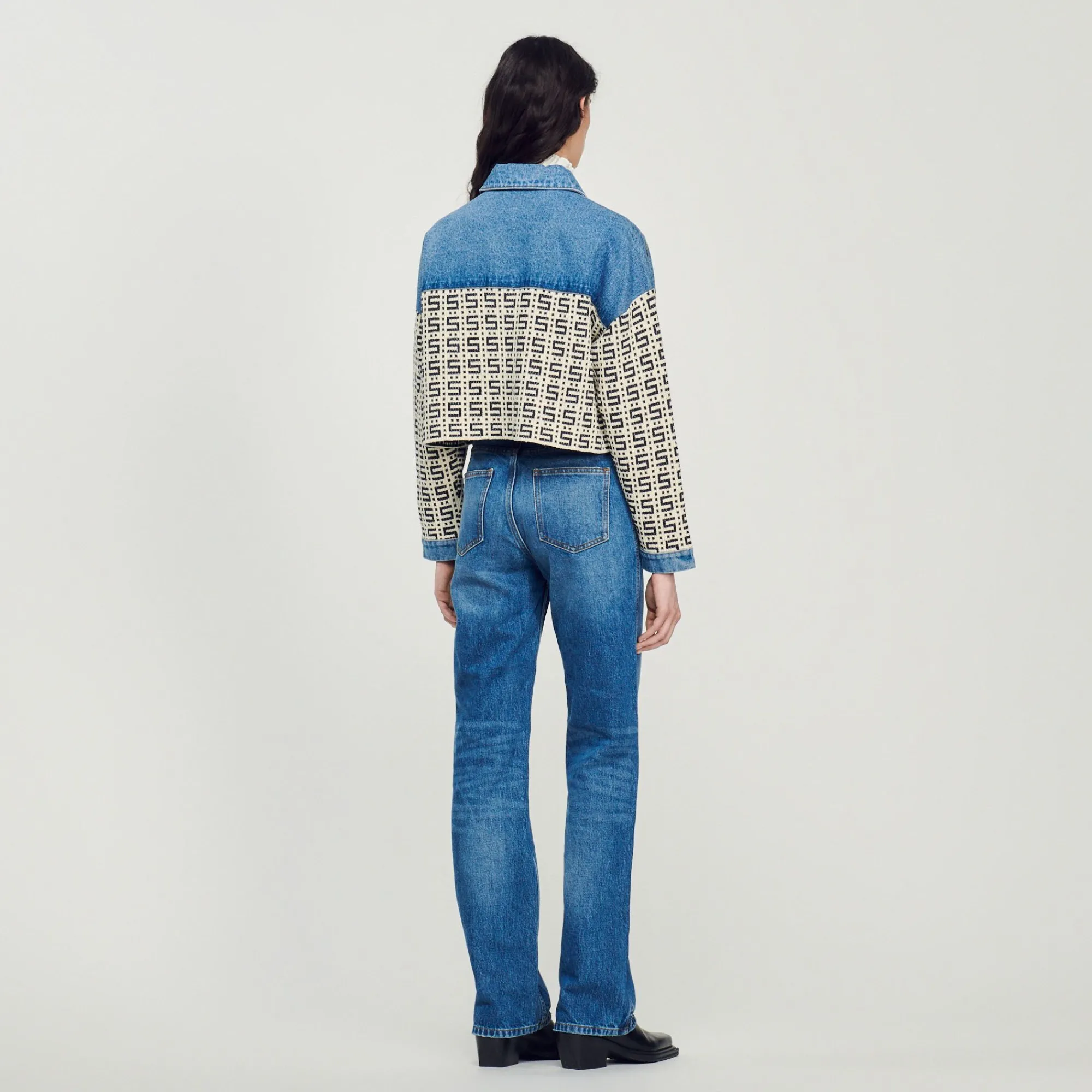 cardigan_corto_de_denim_4.webp Jerseys & Cárdigans<Sandro Paris Cardigan Corto De Denim