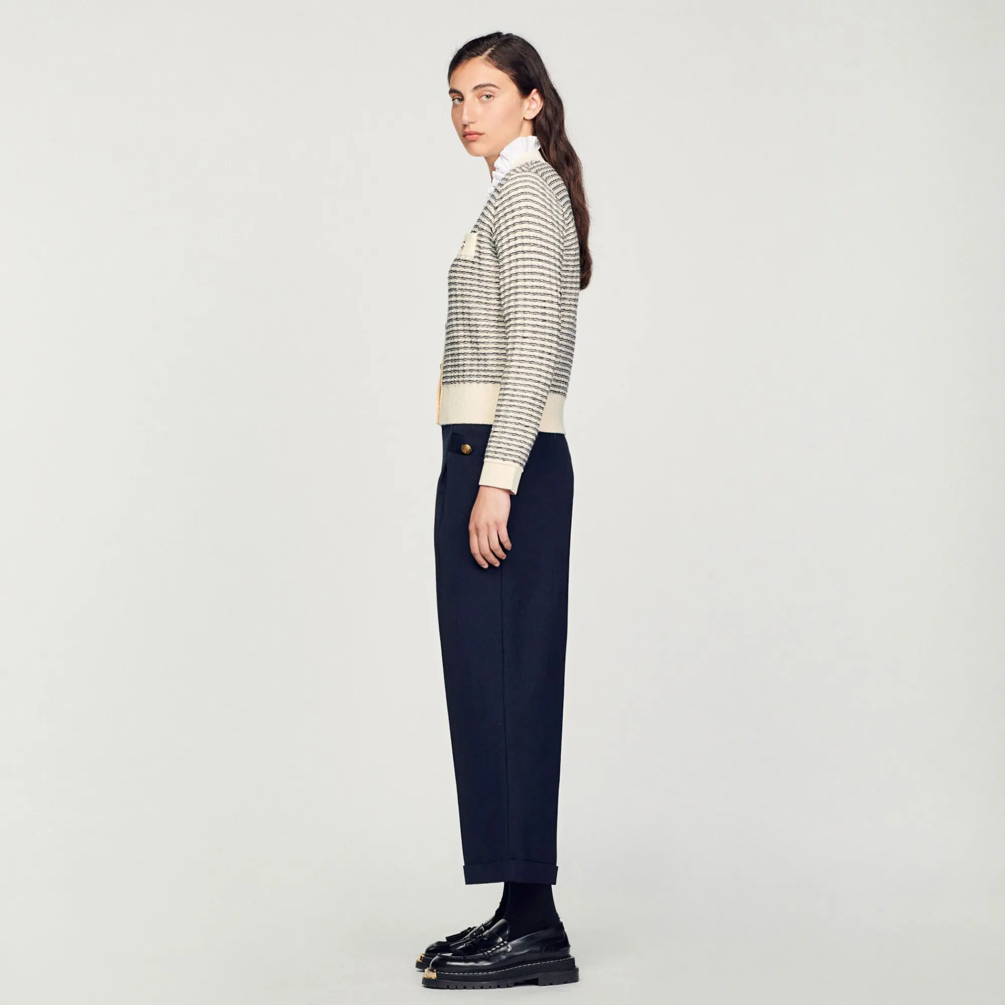cardigan_de_punto_de_rayas_5.webp Jerseys & Cárdigans<Sandro Paris Cardigan De Punto De Rayas