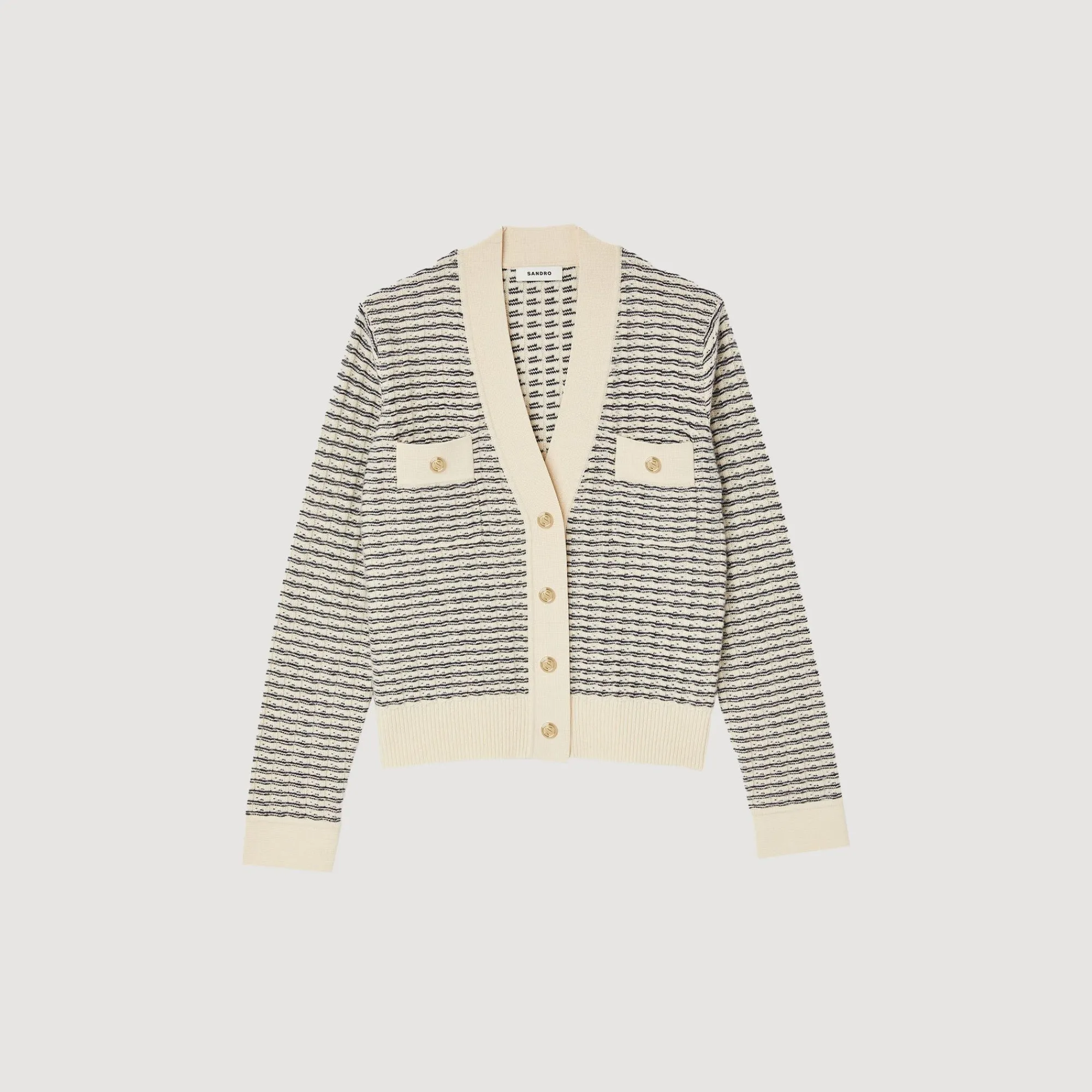 cardigan_de_punto_de_rayas_6.webp Jerseys & Cárdigans<Sandro Paris Cardigan De Punto De Rayas