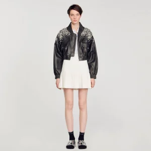 Cazadoras & Chaquetas<Sandro Paris Cazadora De Cuero Con Cristales