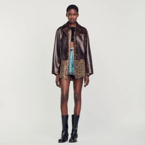 Cazadoras & Chaquetas<Sandro Paris Cazadora De Piel Envejecida