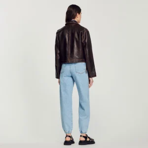 Cazadoras & Chaquetas<Sandro Paris Cazadora De Piel Envejecida