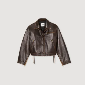 Cazadoras & Chaquetas<Sandro Paris Cazadora De Piel Envejecida