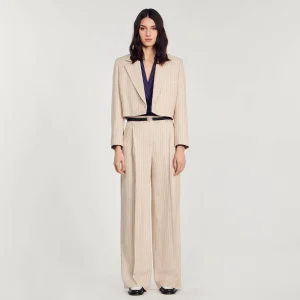 Trajes<Sandro Paris Chaqueta Corta A Rayas