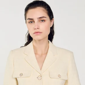 Trajes<Sandro Paris Chaqueta Corta De Tweed Abotonada