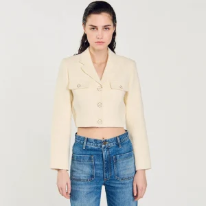 Trajes<Sandro Paris Chaqueta Corta De Tweed Abotonada