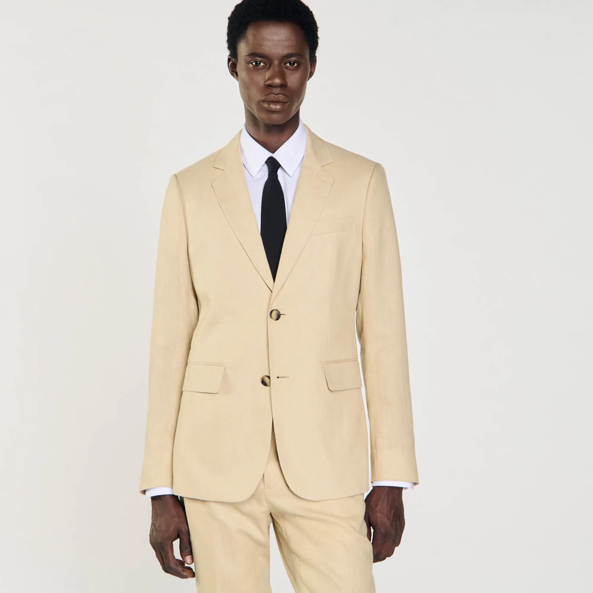 chaqueta_de_traje_de_lino_3.webp Trajes & Smokings<Sandro Paris Chaqueta De Traje De Lino