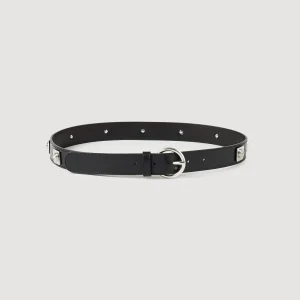 Cinturones<Sandro Paris Cinturon De Cuero Con Remaches