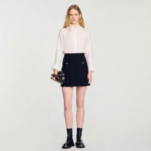 Faldas & Shorts<Sandro Paris Falda Corta Con Pliegues Pespunteados
