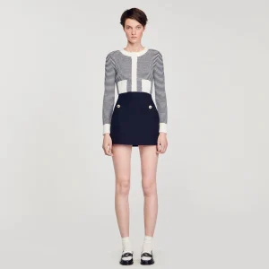 Trajes<Sandro Paris Falda Corta De Sarga De Lana