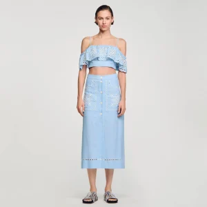 Faldas & Shorts<Sandro Paris Falda Larga Bordada