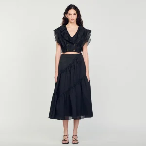 Faldas & Shorts<Sandro Paris Falda Larga Con Volantes