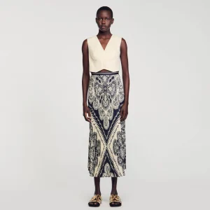 Faldas & Shorts<Sandro Paris Falda Larga Fluida Con Bandana