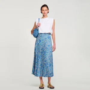 Faldas & Shorts<Sandro Paris Falda Larga Fluida Con Estampado Floral